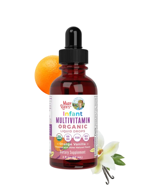 MaryRuth's, Organic Infant Multivitamin Liquid Drops, Iron Free, 6-12 Months, Orange Vanilla, 2 fl oz (60 ml) — MaryRuth's