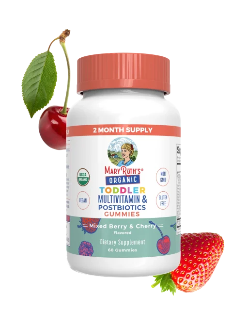 MaryRuth's, Organic Toddler Multivitamin & Postbiotics Gummies, Mixed Berry & Cherry, 60 Gummies — MaryRuth's