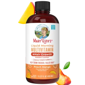 MaryRuth's, Liquid Morning Multivitamin + Hair Growth, Peach Mango, 30 fl oz (887 ml)