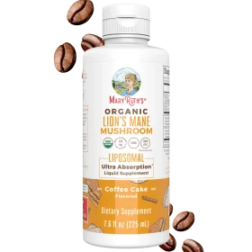 MaryRuth's, Organic Lion's Mane Mushroom, Liposomal Liquid Supplement, Coffee Cake , 7.6 fl oz (225 ml)