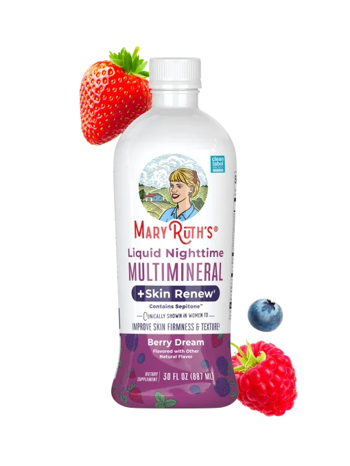MaryRuth's, Liquid Nighttime Multimineral + Skin Renew, Berry Dream, 30 fl oz (887 ml) — MaryRuth's