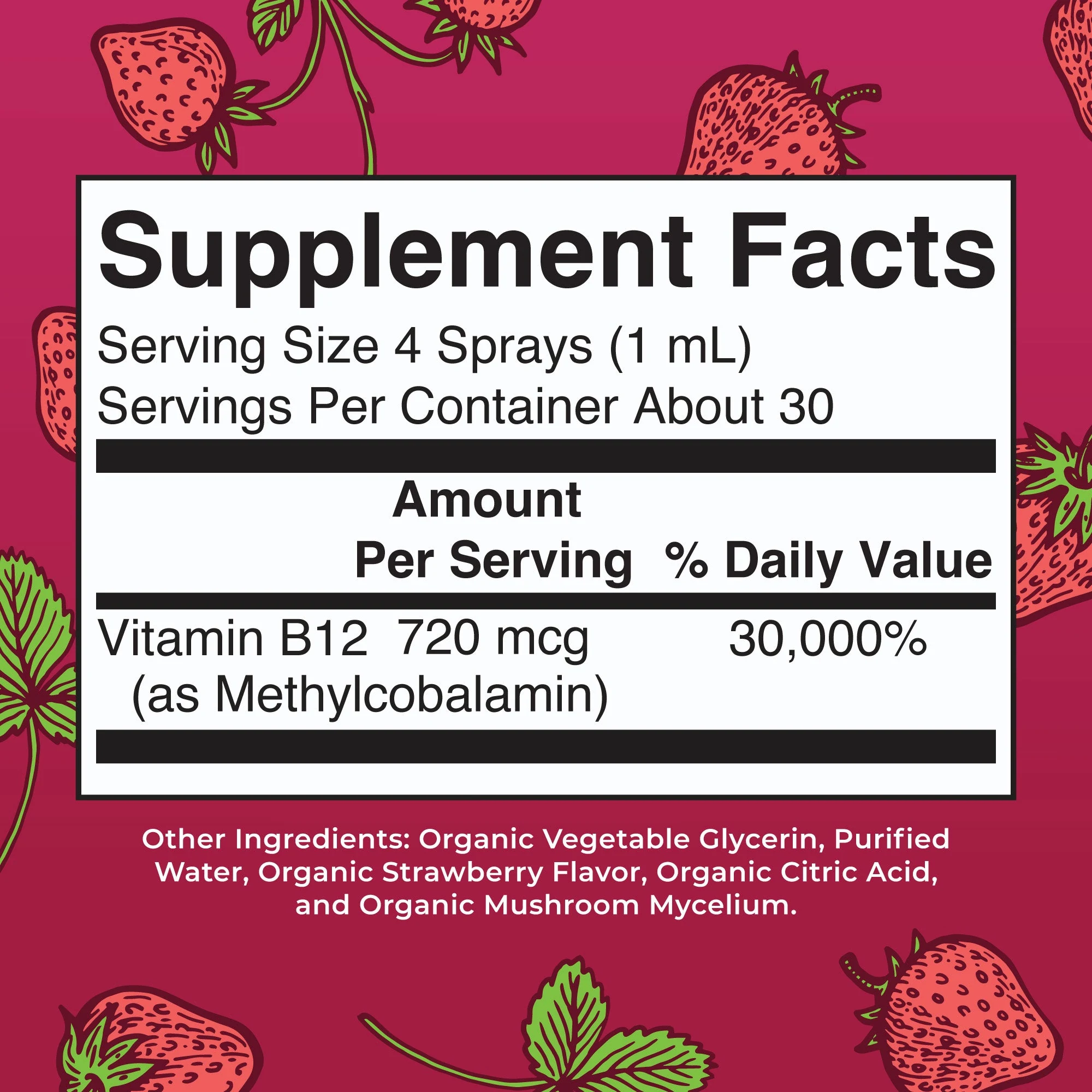 MaryRuth's, Organic Methyl B12 Liquid Spray, Strawberry, 720 mcg, 1 fl oz (30 ml) — MaryRuth's