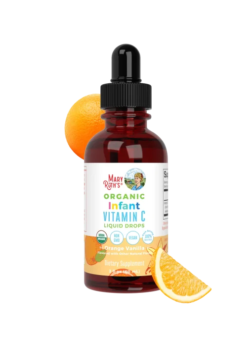 MaryRuth's, Organic Infants Vitamin C Liquid Drops, 6-12 Months, Orange Vanilla, 2 fl oz (60 ml) — MaryRuth's