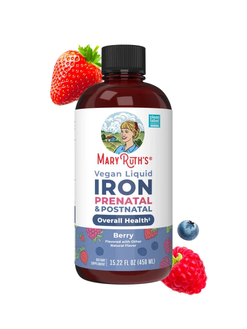 MaryRuth's, Vegan Liquid Iron Prenatal & Postnatal, Berry, 15.22 fl oz (450 ml) — MaryRuth's