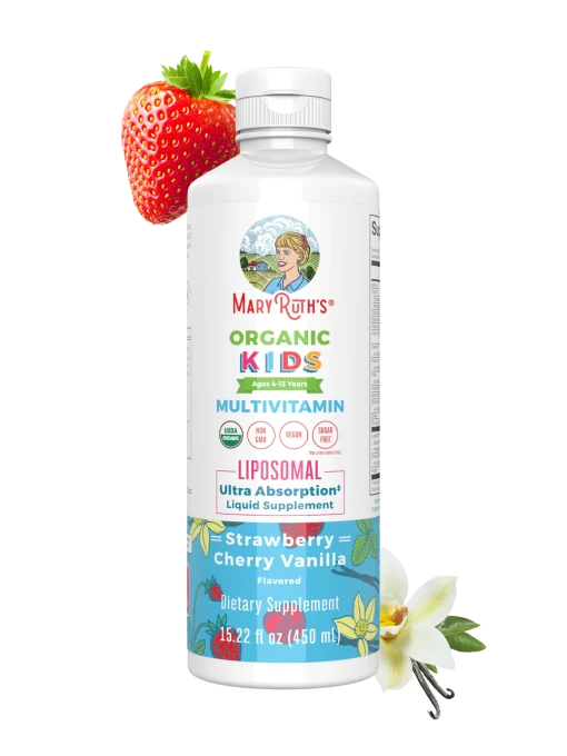 MaryRuth's, Organic Kids Multivitamin Liposomal, Ages 4-13 Years, Strawberry Cherry Vanilla, 15.22 fl oz (450 ml) — MaryRuth's