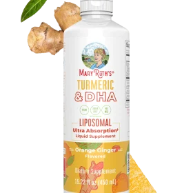 MaryRuth's, Turmeric & DHA Liposomal Liquid Supplement, Orange Ginger, 15.22 fl oz (450 ml)
