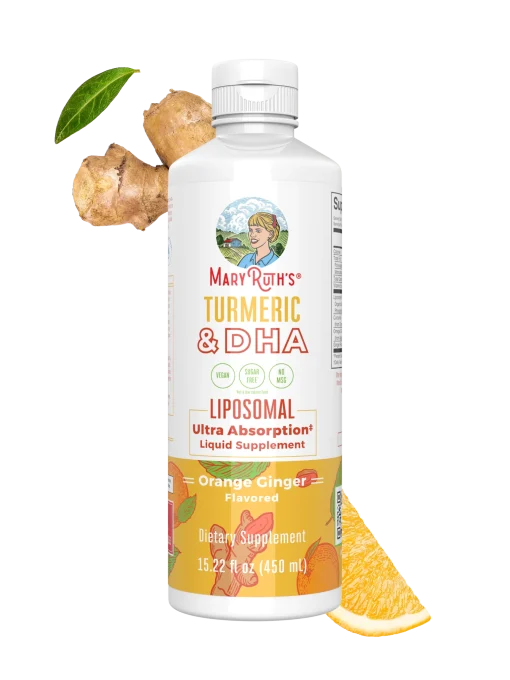 MaryRuth's, Turmeric & DHA Liposomal Liquid Supplement, Orange Ginger, 15.22 fl oz (450 ml) — MaryRuth's