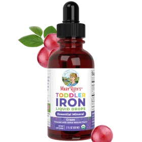 MaryRuth's, Toddler Iron Organic Liquid Drops, 1-3 Years, Grape, 3.5 mg, 2 fl oz (60 ml)