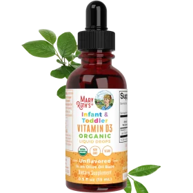 MaryRuth's, Organic Infant & Toddler Vitamin D3 Liquid Drops, 6 Months+, Unflavored, 0.5 fl oz (15 ml)