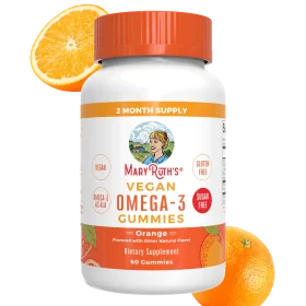 MaryRuth's, Vegan Omega-3 Gummies, Natural Orange, 60 Gummies