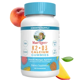 MaryRuth's, K2 + D3 Calcium Gummies, Peach, Mango and Apricot, 60 Gummies
