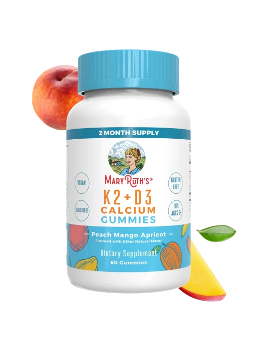 MaryRuth's, K2 + D3 Calcium Gummies, Peach, Mango and Apricot, 60 Gummies — MaryRuth's