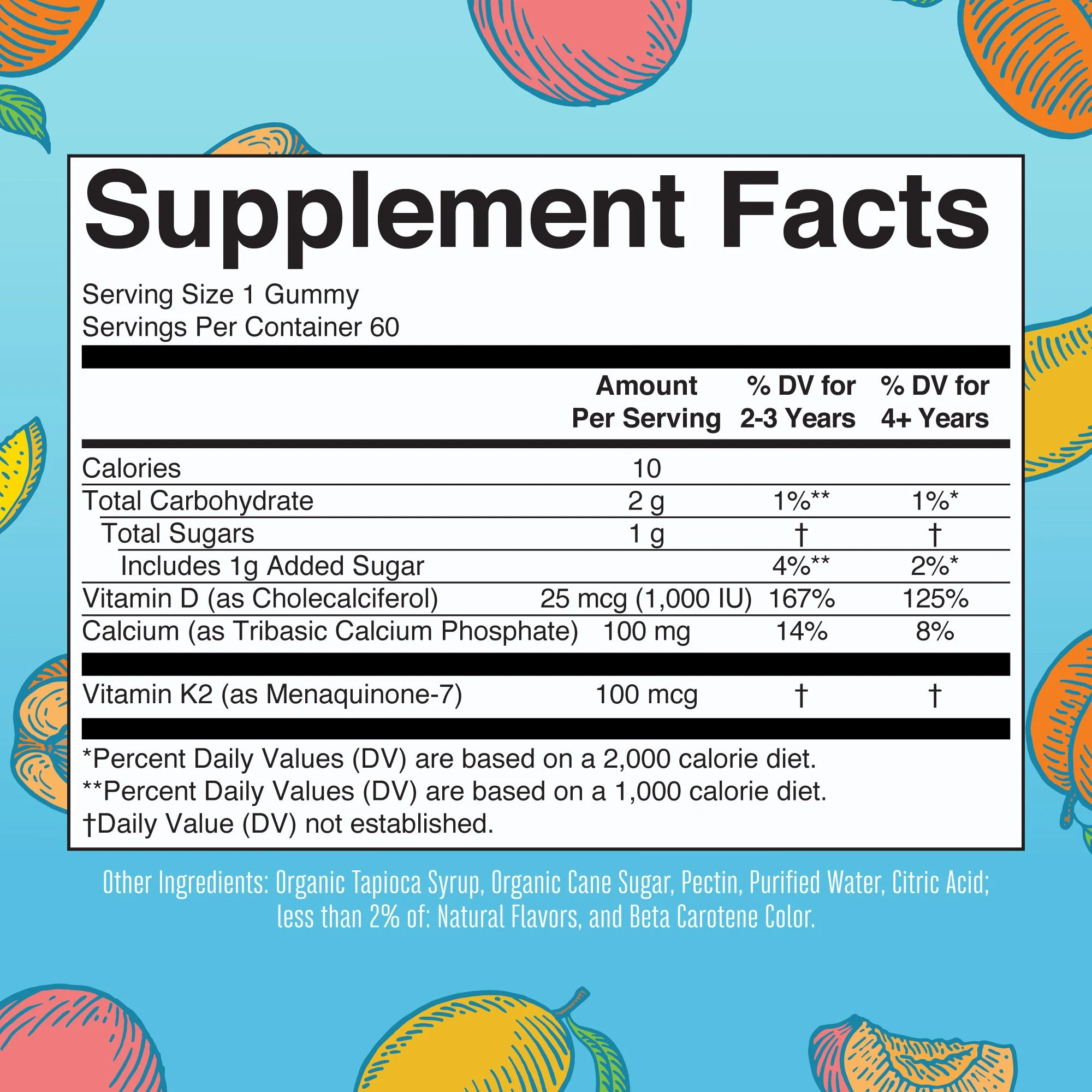 MaryRuth's, K2 + D3 Calcium Gummies, Peach, Mango and Apricot, 60 Gummies — MaryRuth's