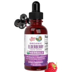 MaryRuth's, Organic Elderberry Liquid Drops, Alcohol Free, Blueberry + Raspberry, 1 fl oz (30 ml)